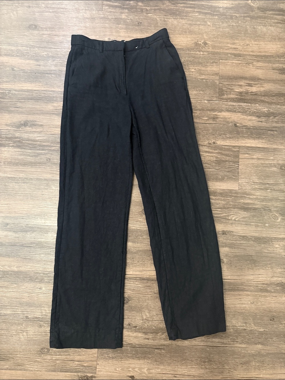 Abercrombie  Black Relaxed Linen-Blend Pants